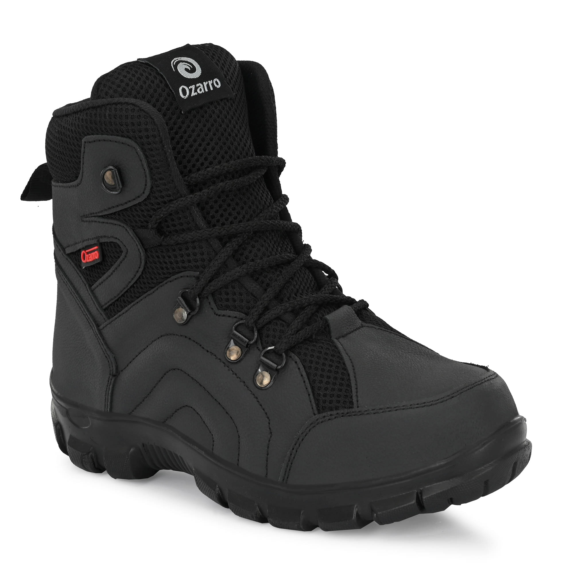     			Ozarro High Ankle Black Safety Shoes