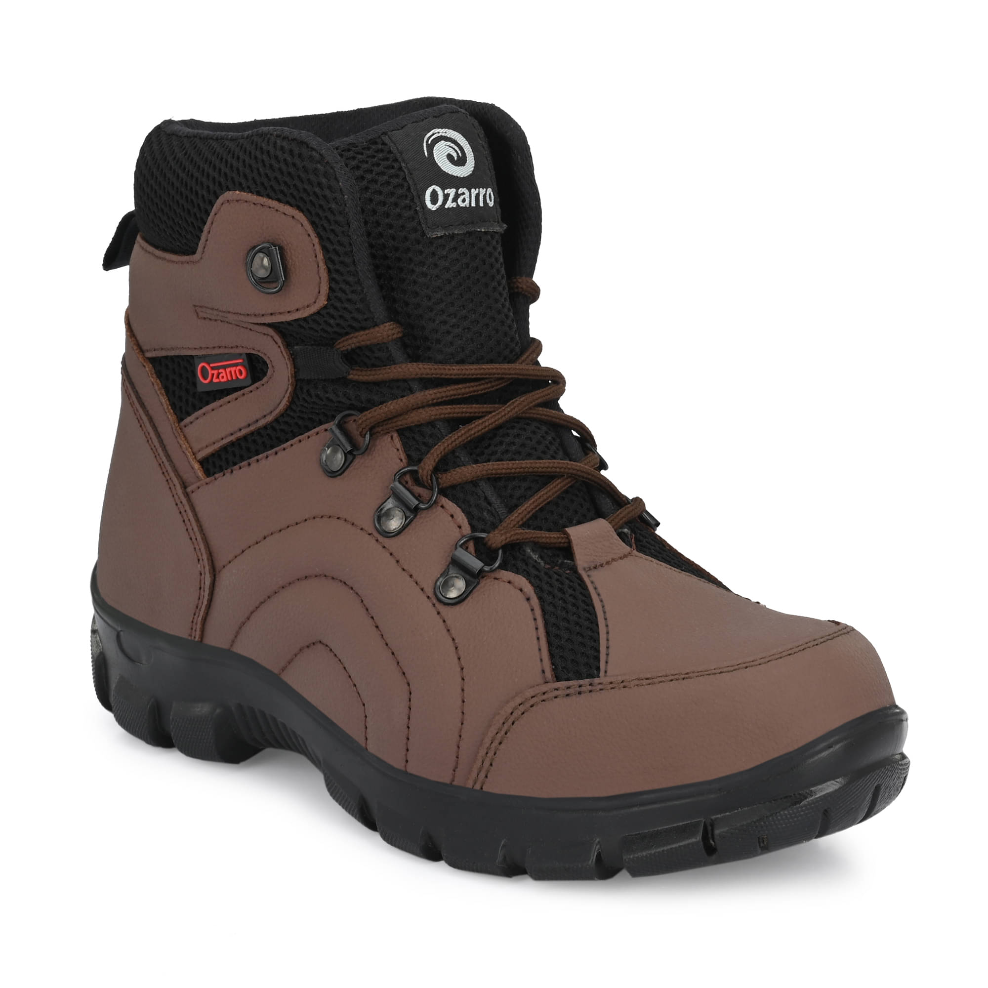     			Ozarro High Ankle Brown Safety Shoes