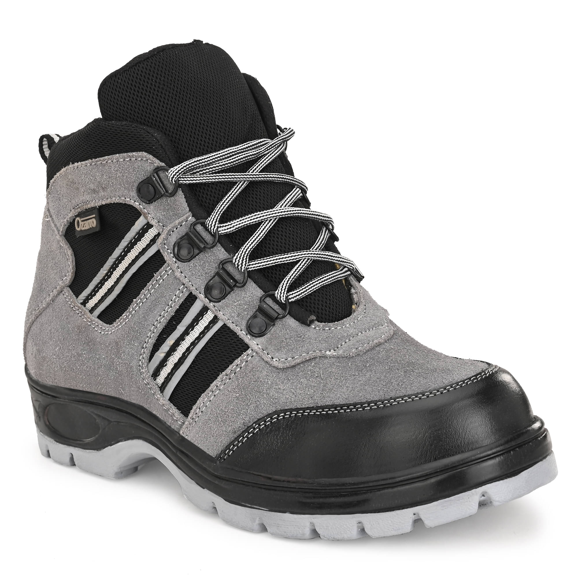     			Ozarro High Ankle Grey Safety Shoes