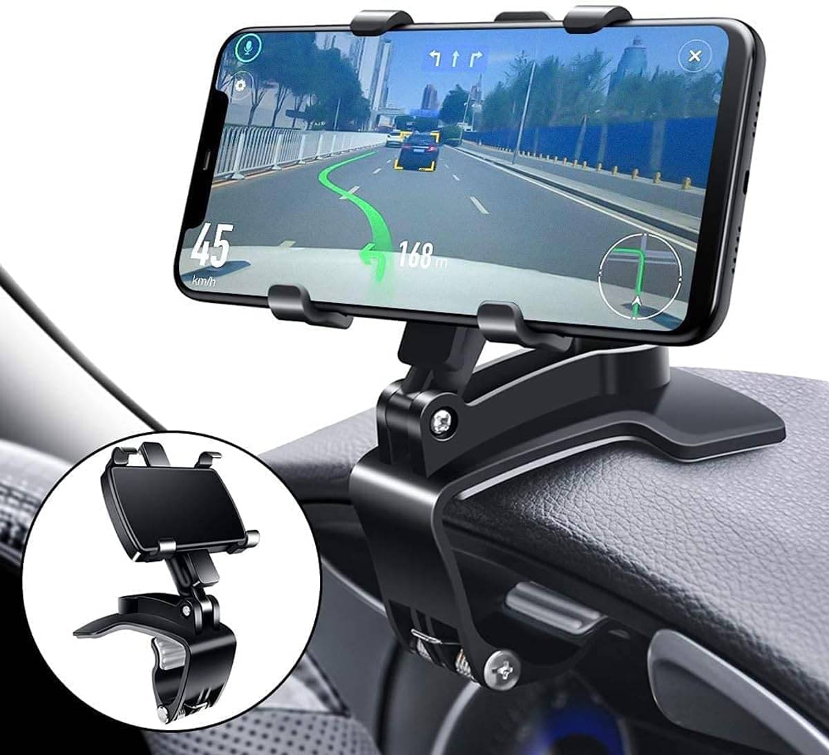     			RAMDEV ENTERPRISE Dashboard & Windshield Single Clamp Car Mobile Holder - Black