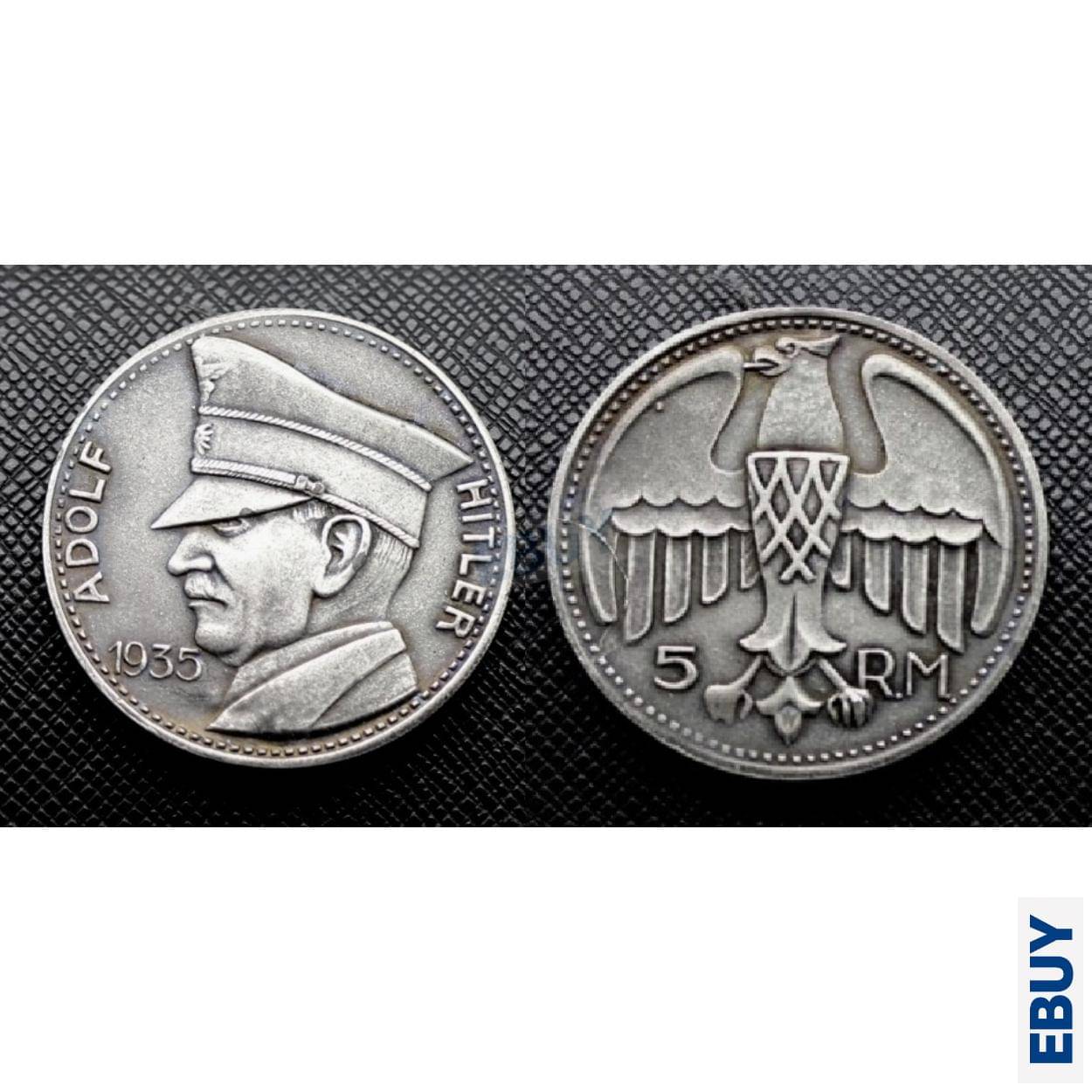     			Rare 5 RM 1935, Adolf Military,  German Fancy old Rare Coin