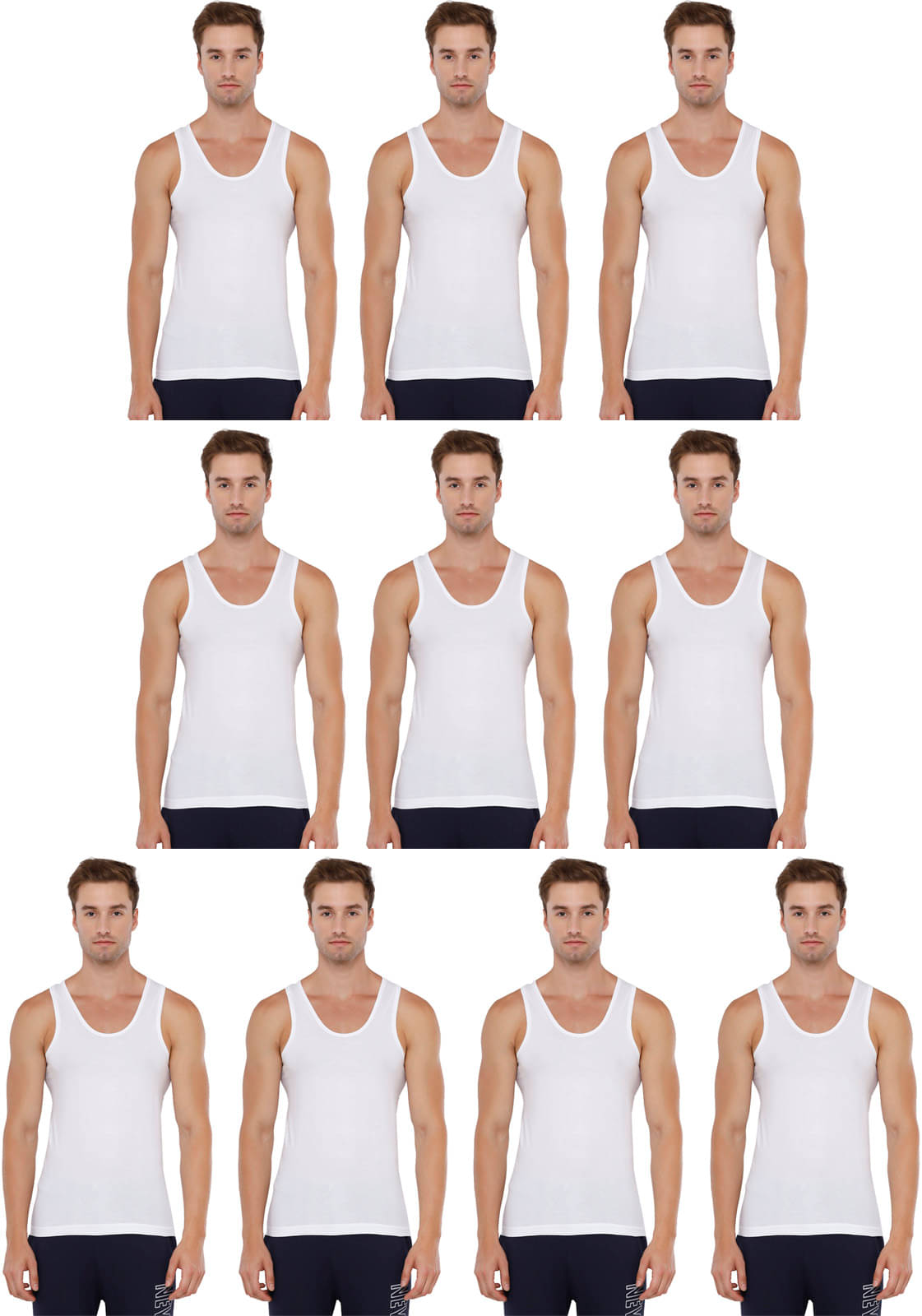 Rupa Pack of 10 Cotton Basic Vest For Men ( White ) Rupa Pack of 10 Cotton Basic Vest For Men ( White )