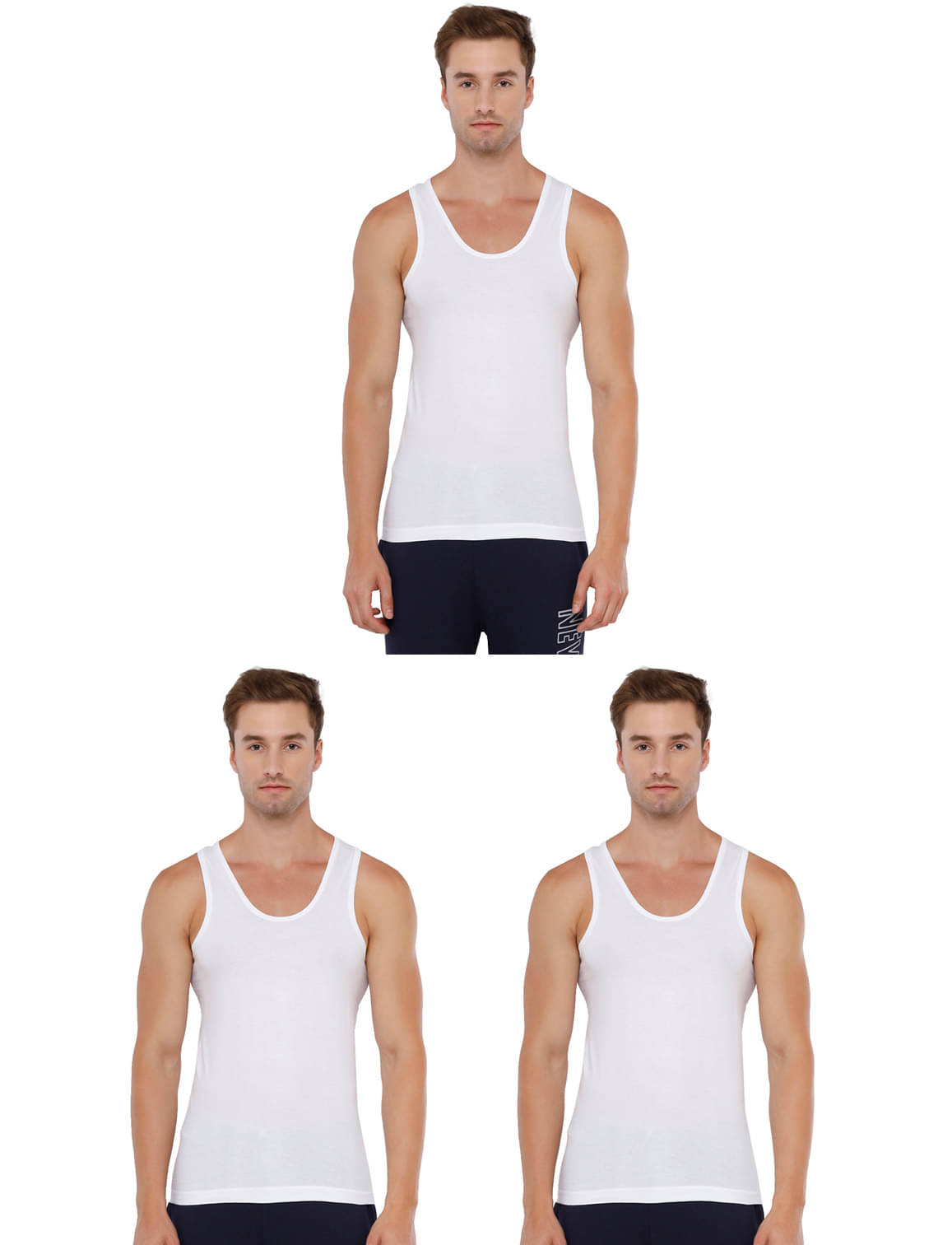 Rupa Pack of 3 Cotton Basic Vest For Men ( White ) Rupa Pack of 3 Cotton Basic Vest For Men ( White )