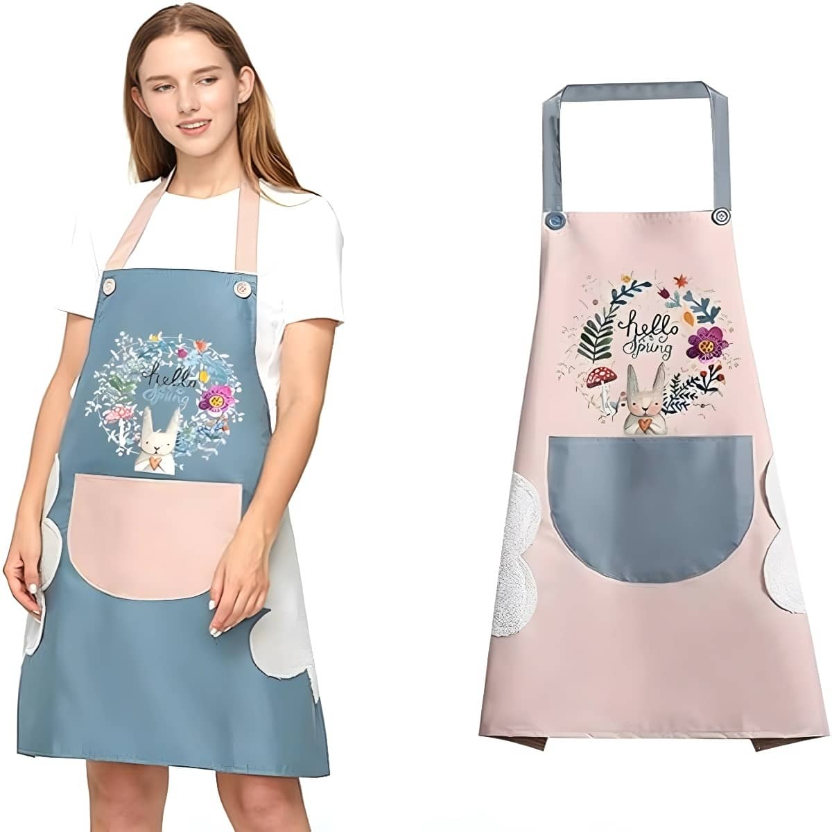 SARVASHVA TRENDS PVC Printed Kitchen Apron with 1 Center Pocket ( Pack of 1 )