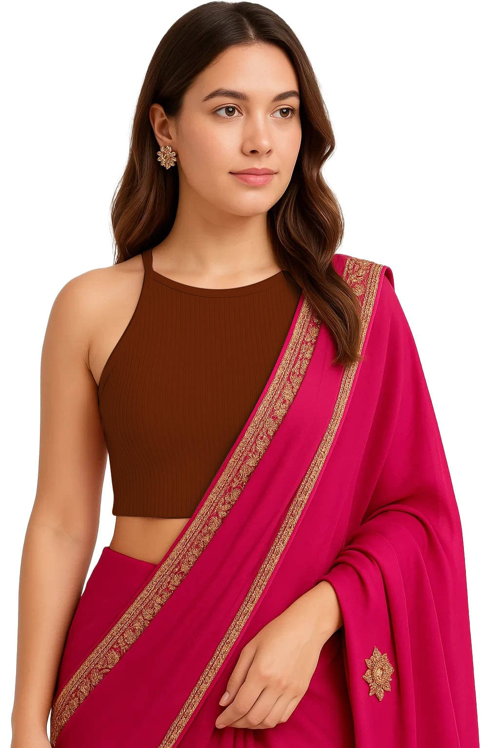 SOHOT Brown Readymade without Pad Cotton Women's Blouse ( Pack of 1 ) SOHOT Brown Readymade without Pad Cotton Women's Blouse ( Pack of 1 )