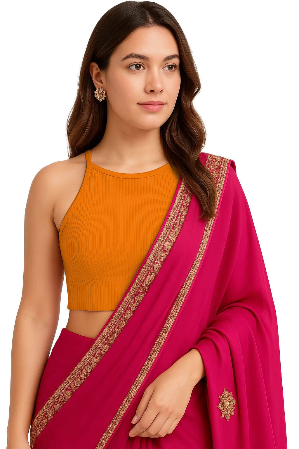 SOHOT Orange Readymade without Pad Cotton Women's Blouse ( Pack of 1 ) SOHOT Orange Readymade without Pad Cotton Women's Blouse ( Pack of 1 )