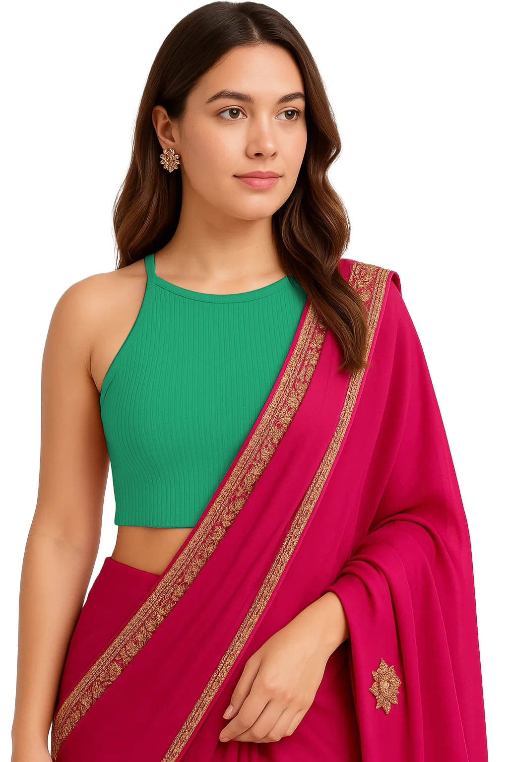     			SOHOT Sea Green Readymade without Pad Cotton Women's Blouse ( Pack of 1 )