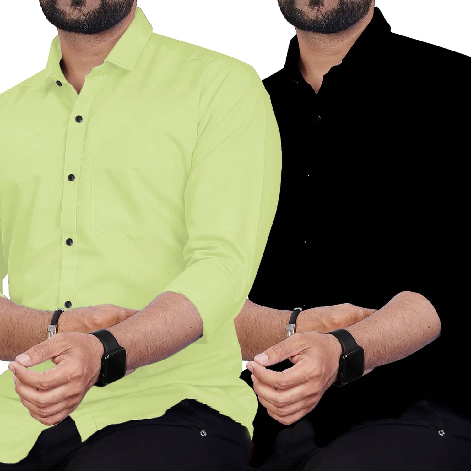 SQS Cotton Blend Slim Fit Solids Full Sleeves Men's Casual Shirt - Light Green ( Pack of 2 ) SQS Cotton Blend Slim Fit Solids Full Sleeves Men's Casual Shirt - Light Green ( Pack of 2 )