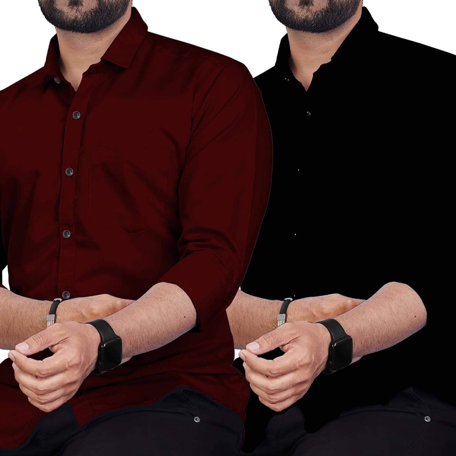     			SQS Cotton Blend Slim Fit Solids Full Sleeves Men's Casual Shirt - Maroon ( Pack of 2 )