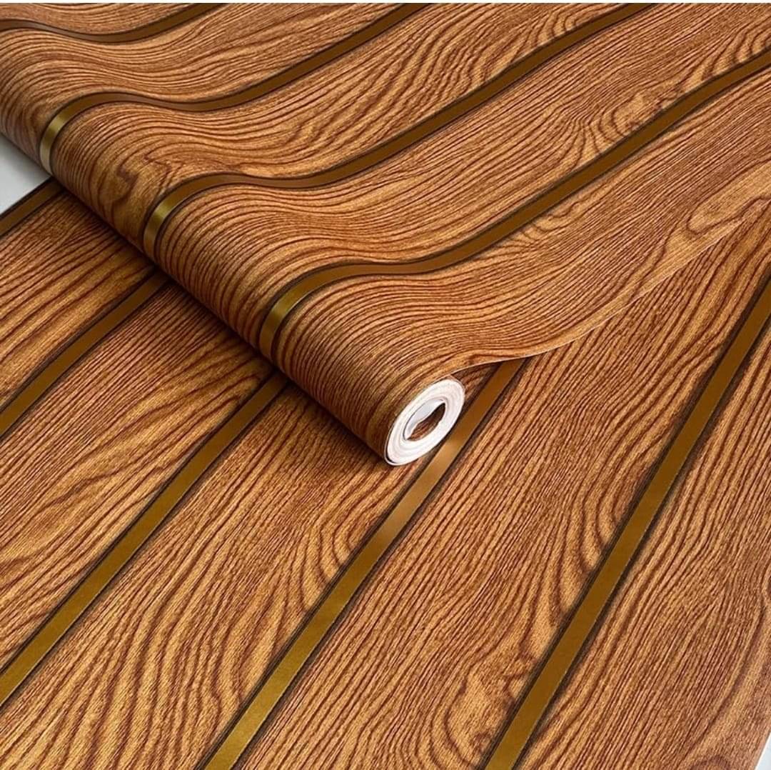     			WRUNJI WOOD GOLD LINE FLORAL  WALLPAPER FOR HOME (45x500 CM) PACK OF 1