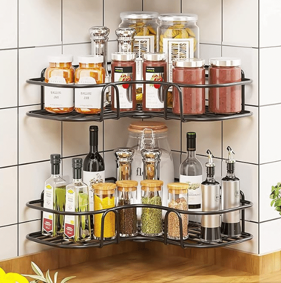 SWASTICK Black Stainless Steel Storage Racks ( Pack of 2 ) SWASTICK Black Stainless Steel Storage Racks ( Pack of 2 )