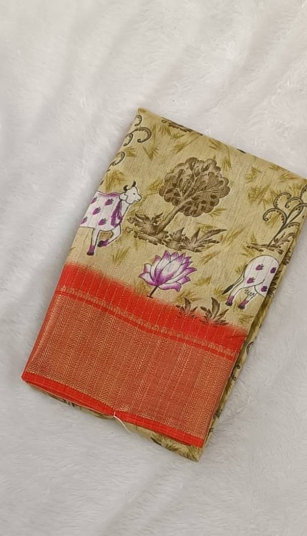 Sanjana Silk Silk Printed Sambalpuri Saree With Unstitched Blouse Piece ( Fluorescent Green ) Sanjana Silk Silk Printed Sambalpuri Saree With Unstitched Blouse Piece ( Fluorescent Green )