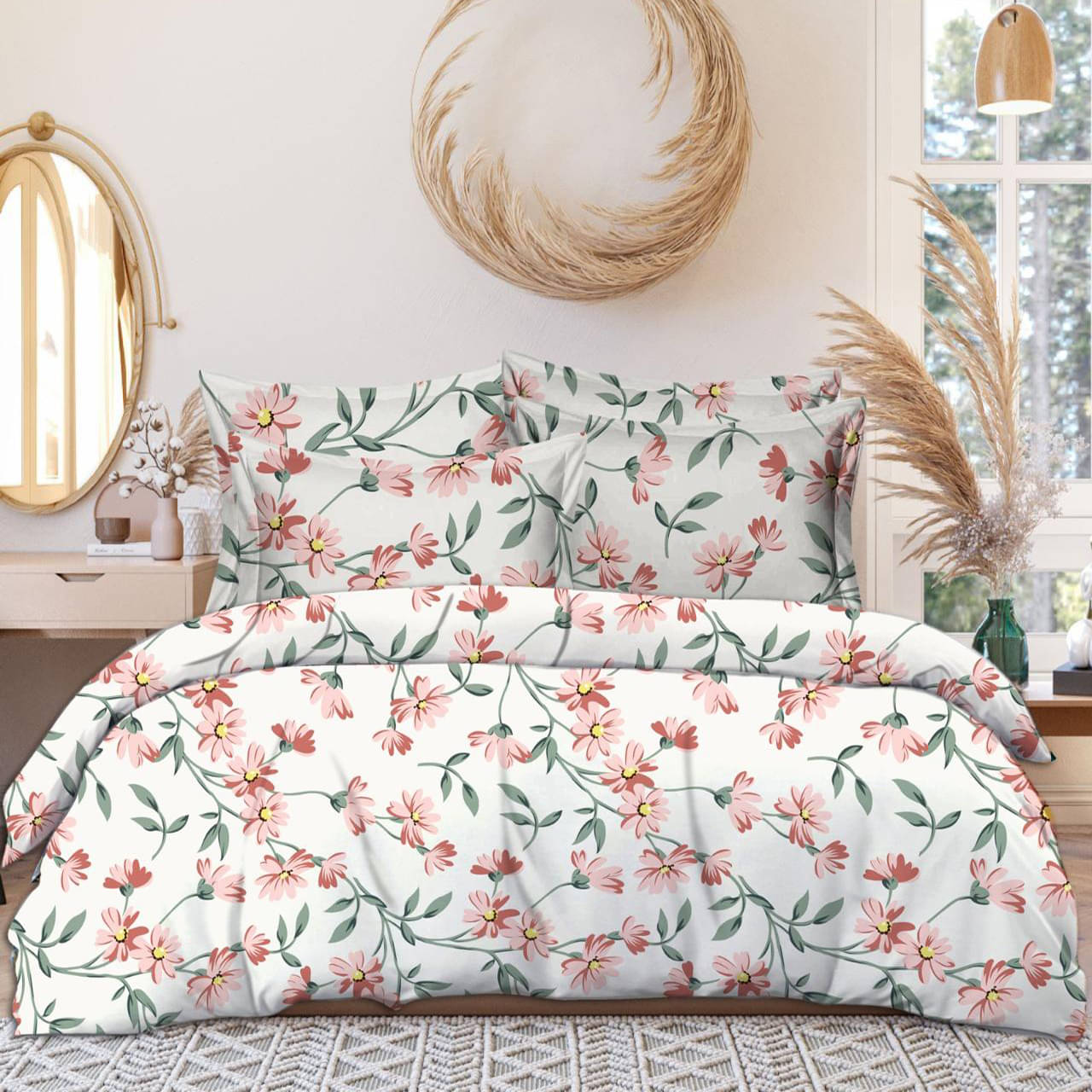 Sky Tex Glace Cotton 1 Double Bedsheet with 2 Pillow Covers ( Cream ) Sky Tex Glace Cotton 1 Double Bedsheet with 2 Pillow Covers ( Cream )