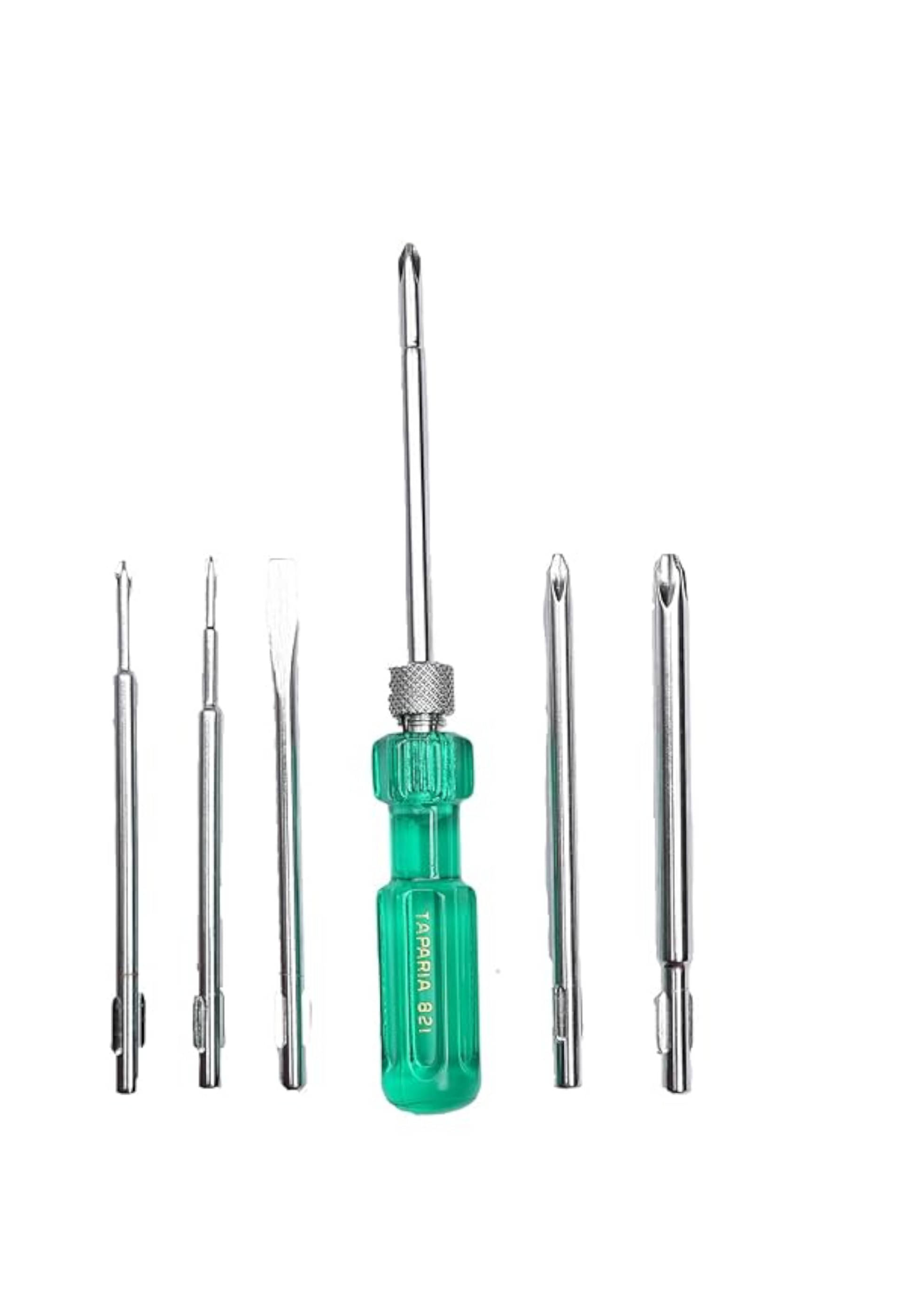     			Taparia Screw Driver Set Contents : Phillips 00,0,1,2,3,6 x 0.6 Set of 6 pcs (821)