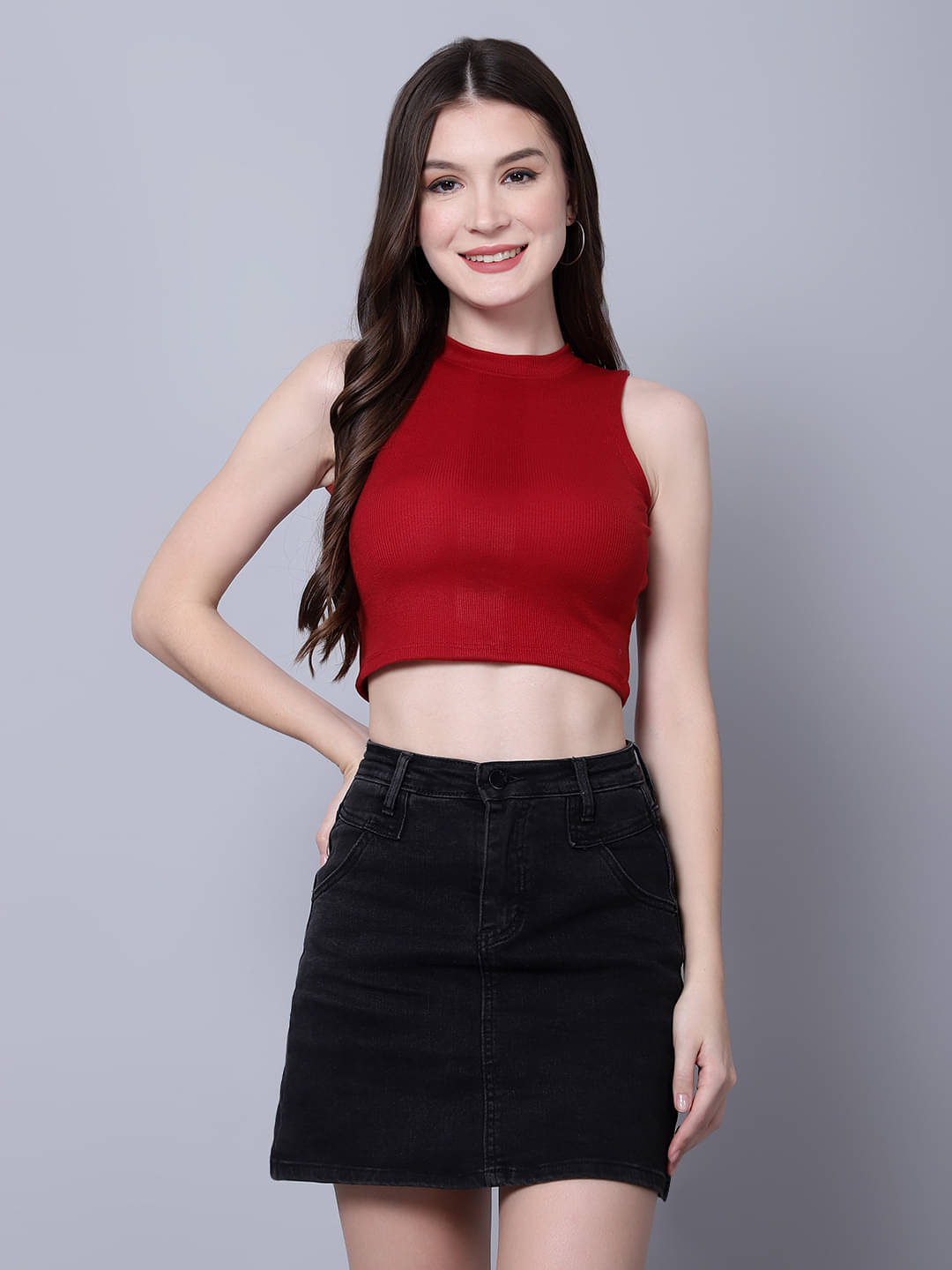     			Volex Women's Lycra Crop Top ( Wine )