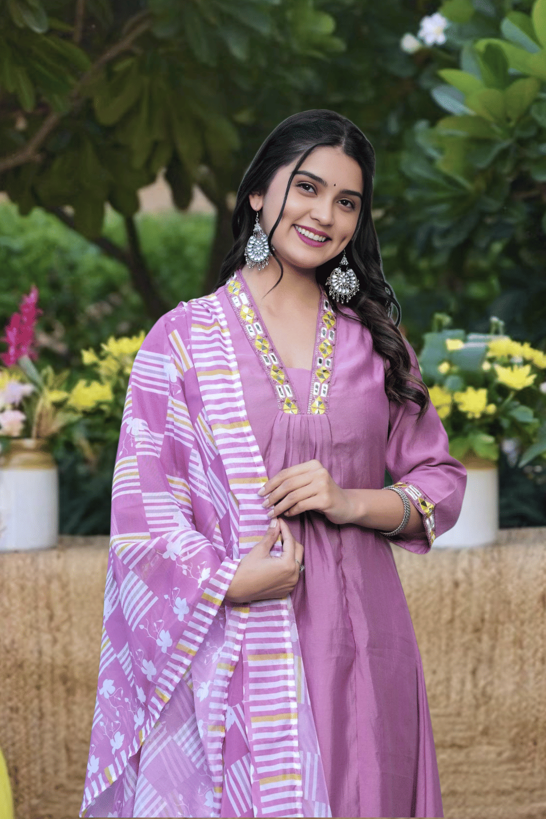 YAGNIK FASHION Women Rayon Printed Anarkali Kurti With Palazzo ( Lavendar ) YAGNIK FASHION Women Rayon Printed Anarkali Kurti With Palazzo ( Lavendar )