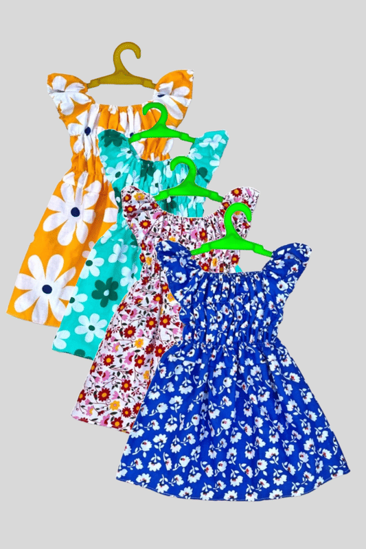 YAQR Cotton Dress For Girls ( Pack of 4 , Multicolor )