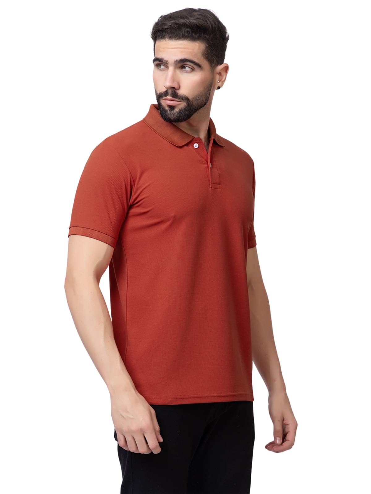 ZEFFORA Men Polyester Regular Fit Solid T-Shirt ( Rust ) ZEFFORA Men Polyester Regular Fit Solid T-Shirt ( Rust )