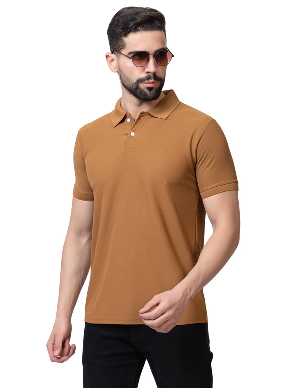     			ZEFFORA Men Polyester Regular Fit Solid T-Shirt ( Camel )