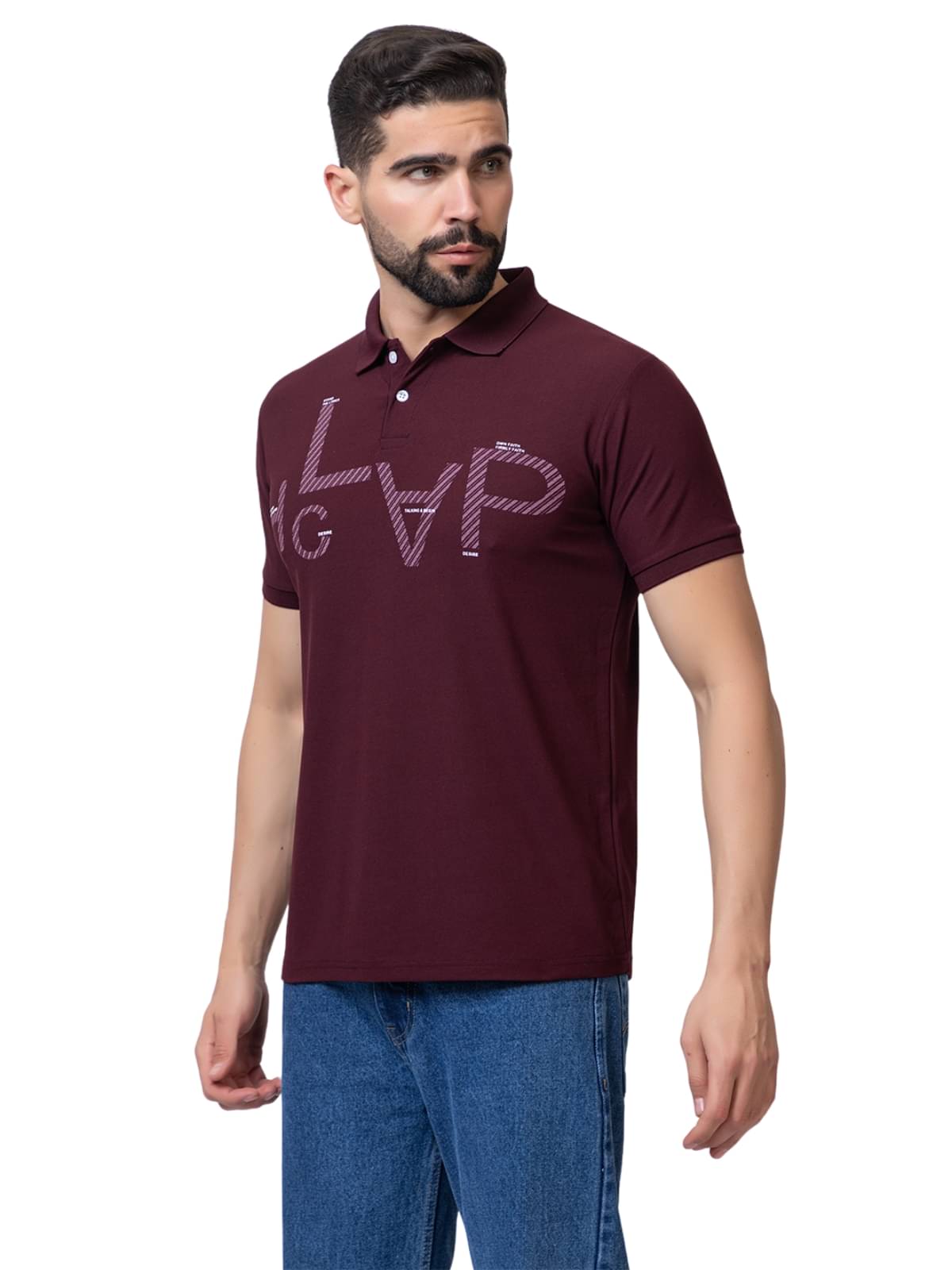 ZEFFORA Men Polyester Regular Fit Printed T-Shirt ( Wine ) ZEFFORA Men Polyester Regular Fit Printed T-Shirt ( Wine )