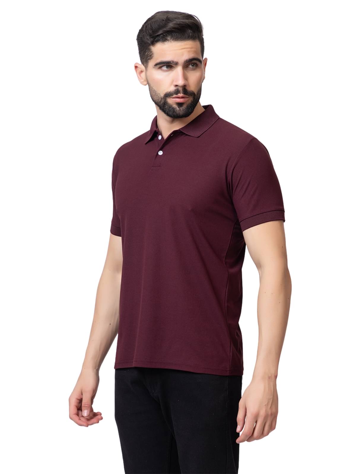 ZEFFORA Men Polyester Regular Fit Solid T-Shirt ( Wine ) ZEFFORA Men Polyester Regular Fit Solid T-Shirt ( Wine )