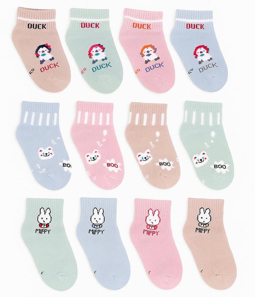     			finzer Pack of 12 Unisex for Baby Cotton Full Length Socks ( Multicolor )