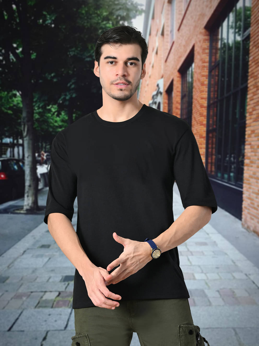     			ATIGIANO APPAREL Men Cotton Oversized Fit Solid T-Shirt ( Black )