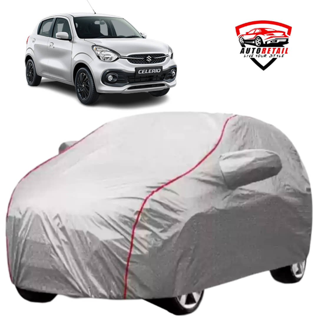 AutoRetail Car Body Cover for Maruti Suzuki Celerio With Mirror Pocket ( Pack of 1 ) , Silver