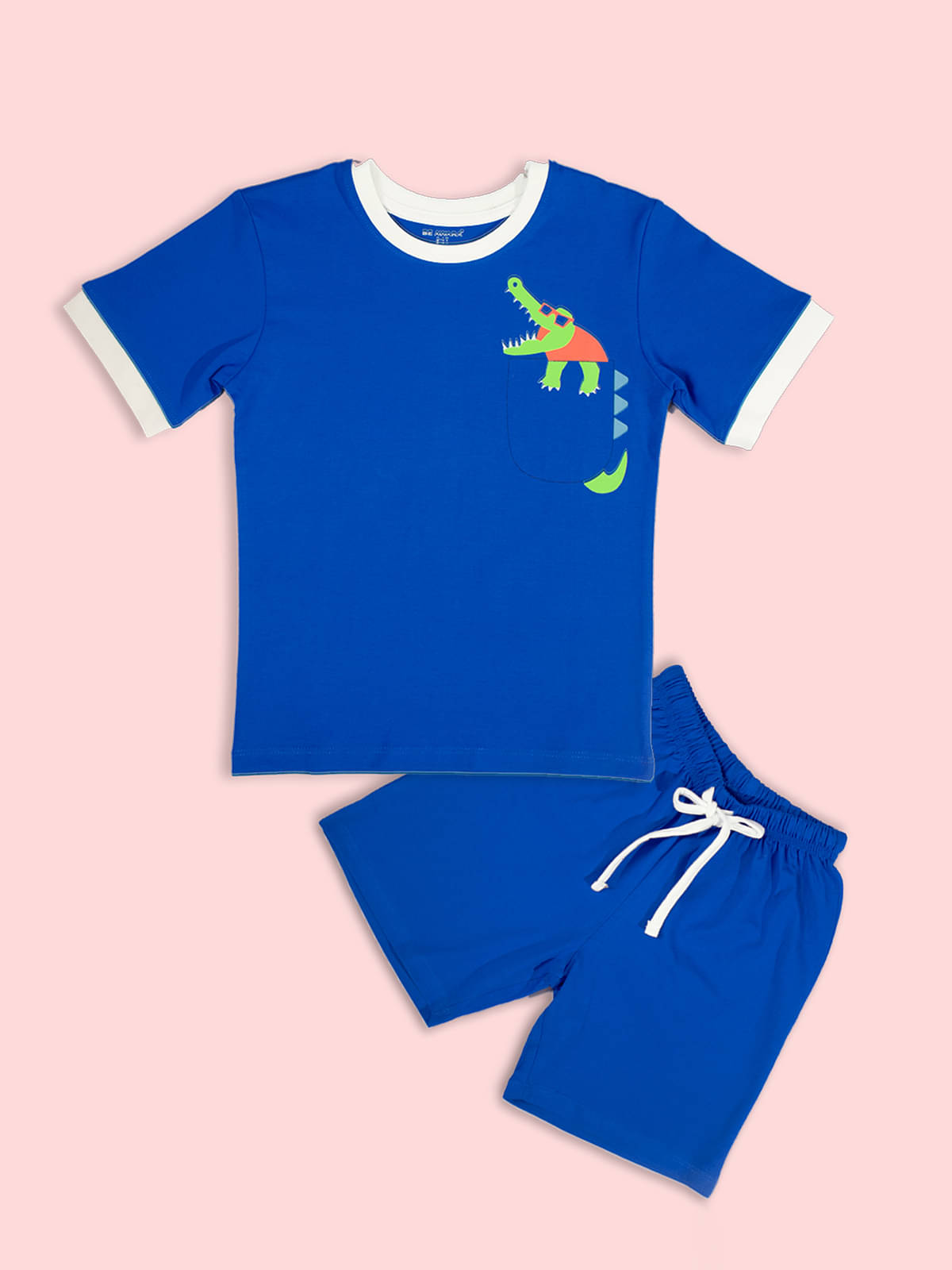     			Be Awara Pack of 1 Boys Cotton T-Shirt & Shorts Set ( Blue )