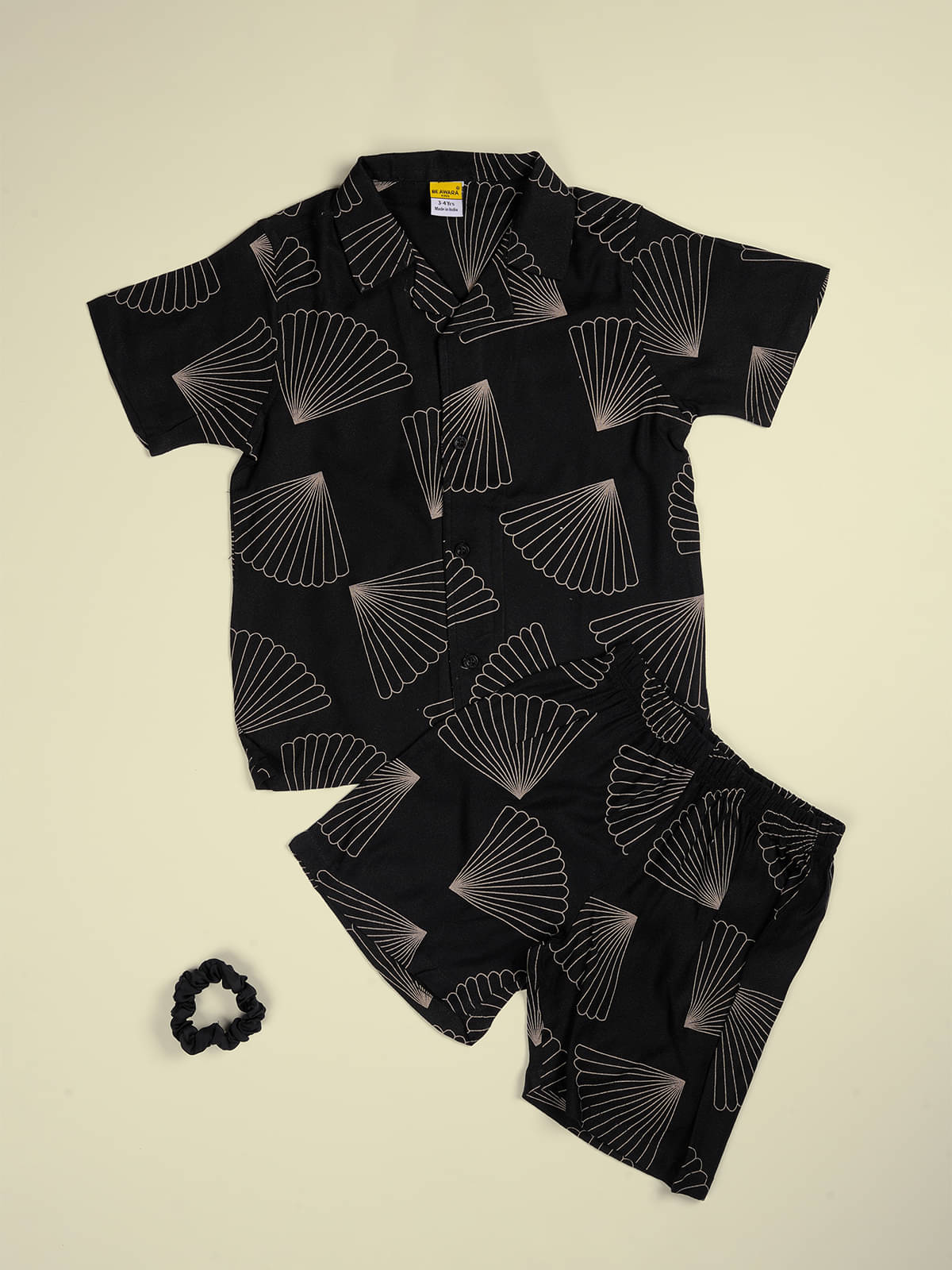     			Be Awara Pack of 1 Boys Cotton Shirt & Shorts Set ( Black )