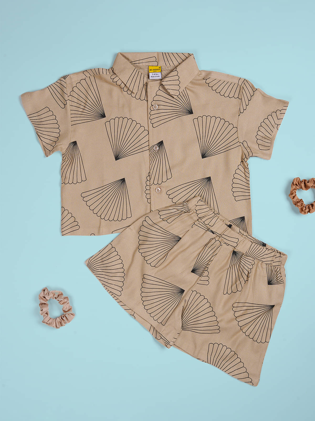     			Be Awara Pack of 1 Girls 100% Cotton Shirt & Shorts ( Beige )