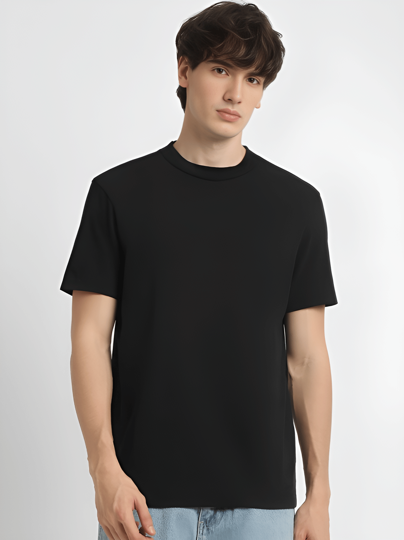     			ELEGANT SLEEK Men Cotton Regular Fit Solid T-Shirt ( Black )