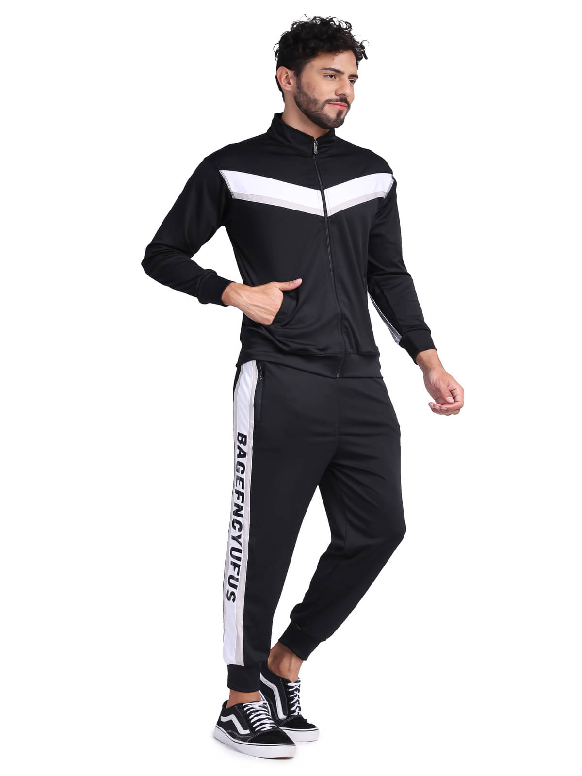     			FLIRTY SOUL Black Polyester Regular Fit Men's Tracksuit ( Pack of 1 )