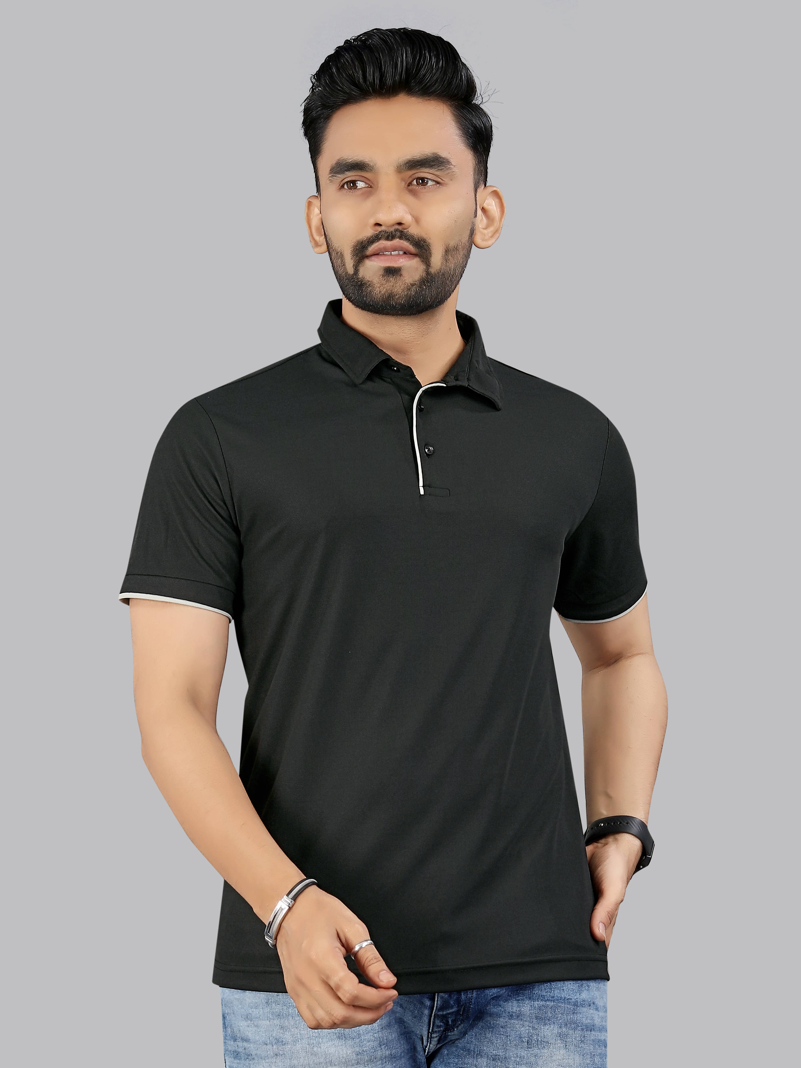     			FTX Men Polyester Regular Fit Solid Polo T Shirt ( Black )