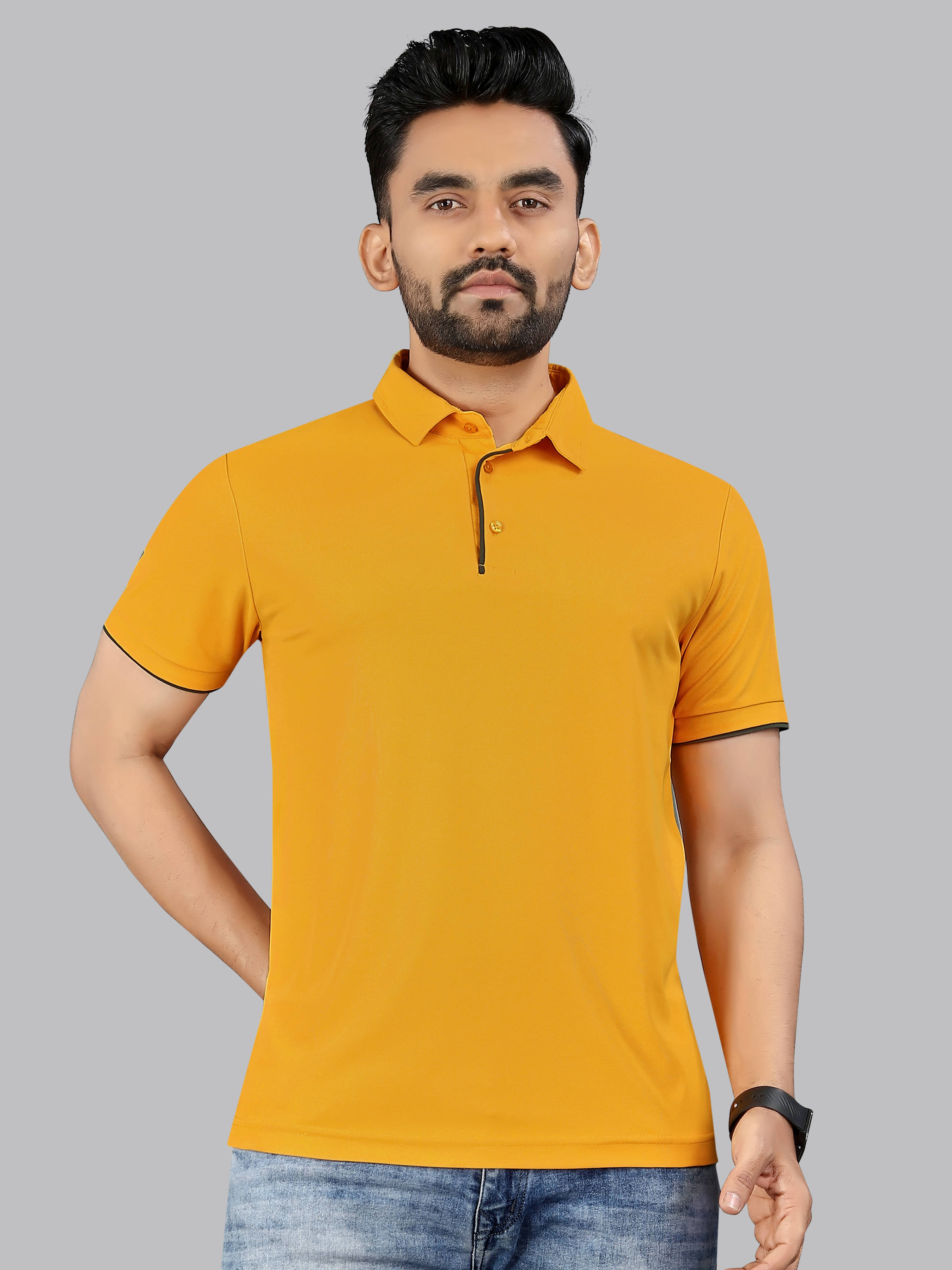 FTX Men Polyester Regular Fit Solid Polo T Shirt ( Mustard ) FTX Men Polyester Regular Fit Solid Polo T Shirt ( Mustard )