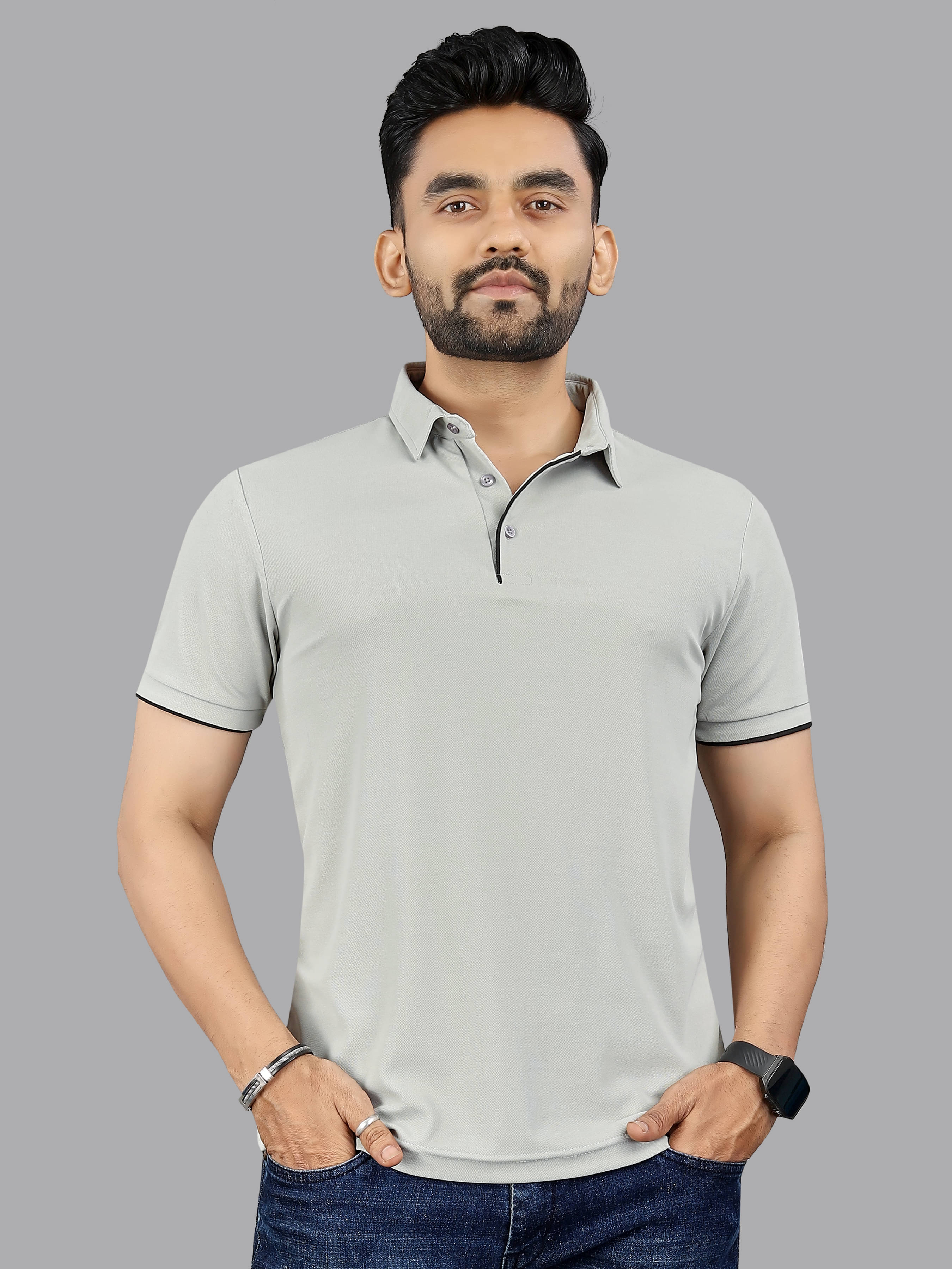 FTX Men Polyester Regular Fit Solid Polo T Shirt ( Light Grey ) FTX Men Polyester Regular Fit Solid Polo T Shirt ( Light Grey )