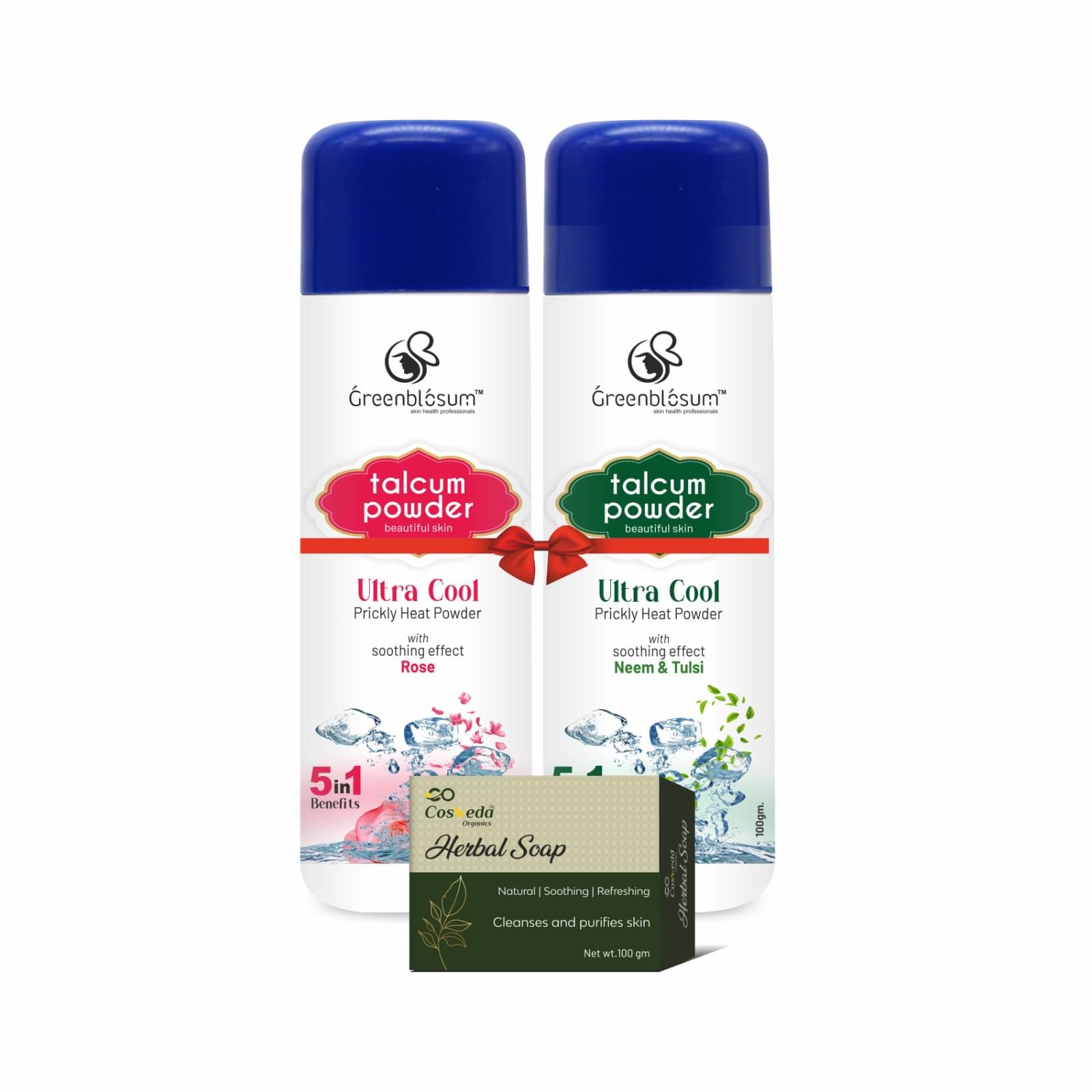     			GREENBLOSUM Greenblosum Lavender Neem tulsi Talc 300 gm Pack of 3
