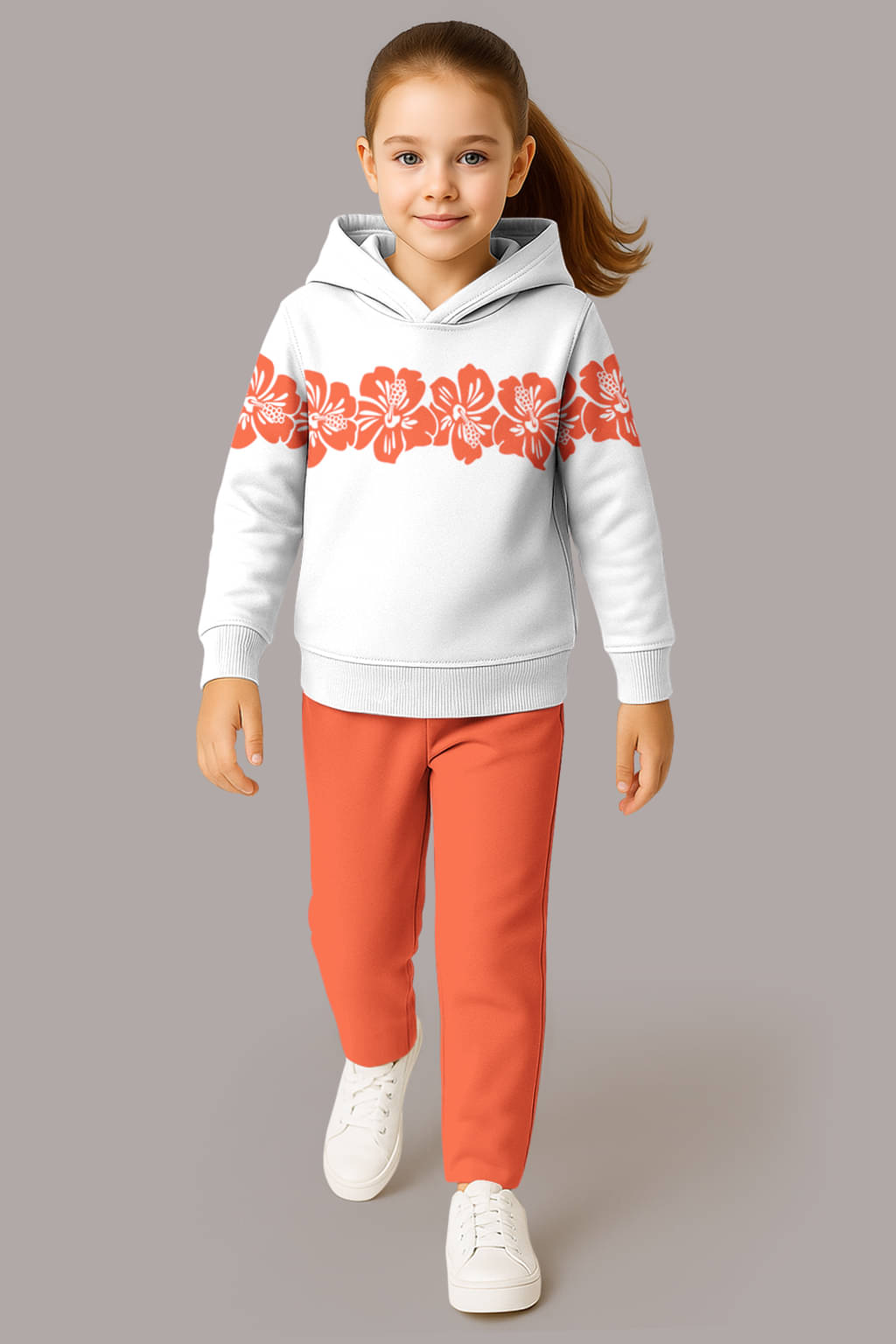     			HELLCAT Pack of 2 Girls Cotton Blend Sweatshirt & Joggers ( White )