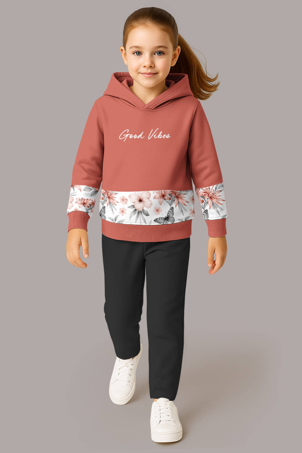     			HELLCAT Pack of 2 Girls Cotton Blend Sweatshirt & Joggers ( Brown )