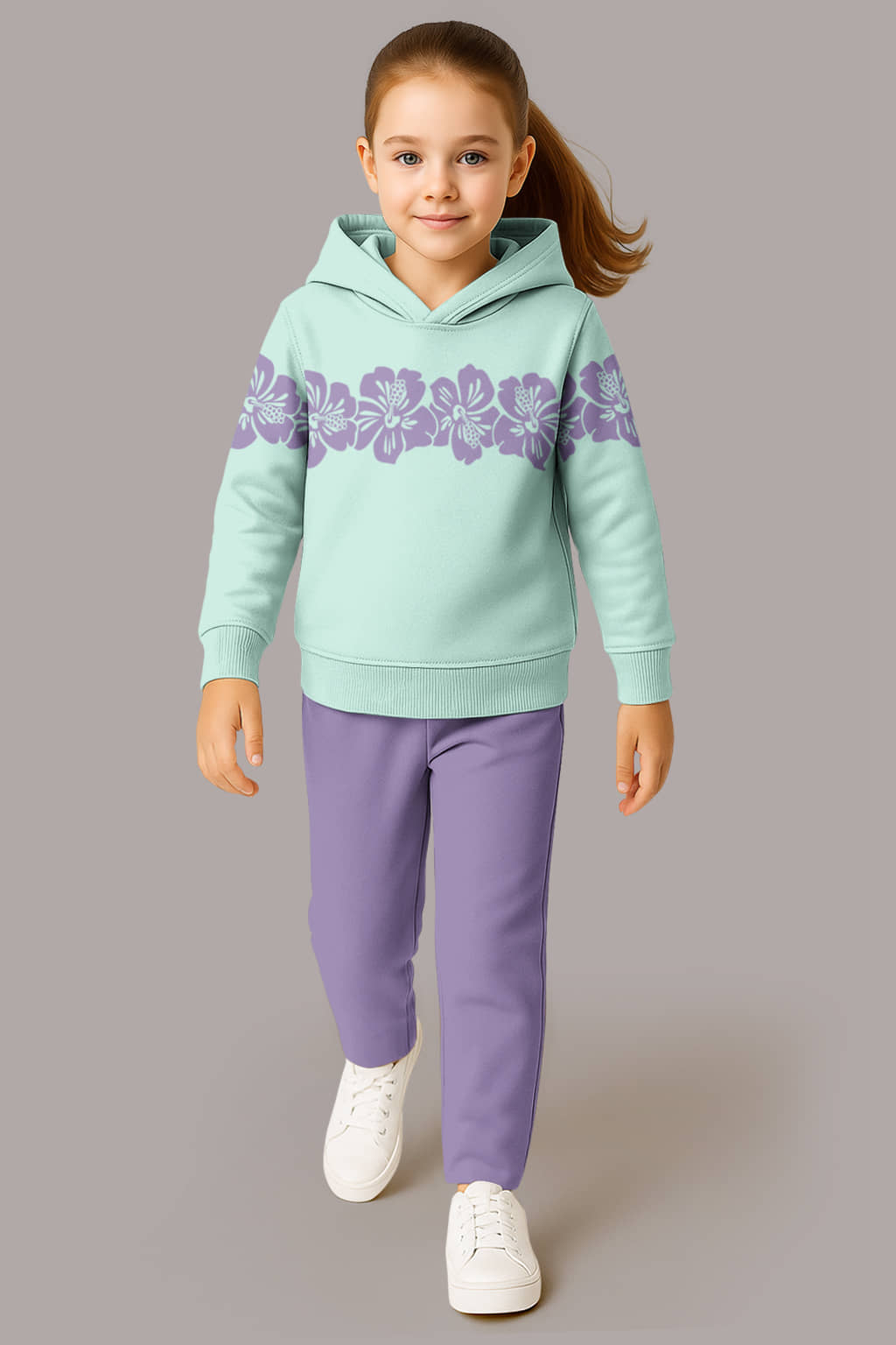 HELLCAT Pack of 1 Girls Cotton Blend Sweatshirt & Joggers ( Mint Green )