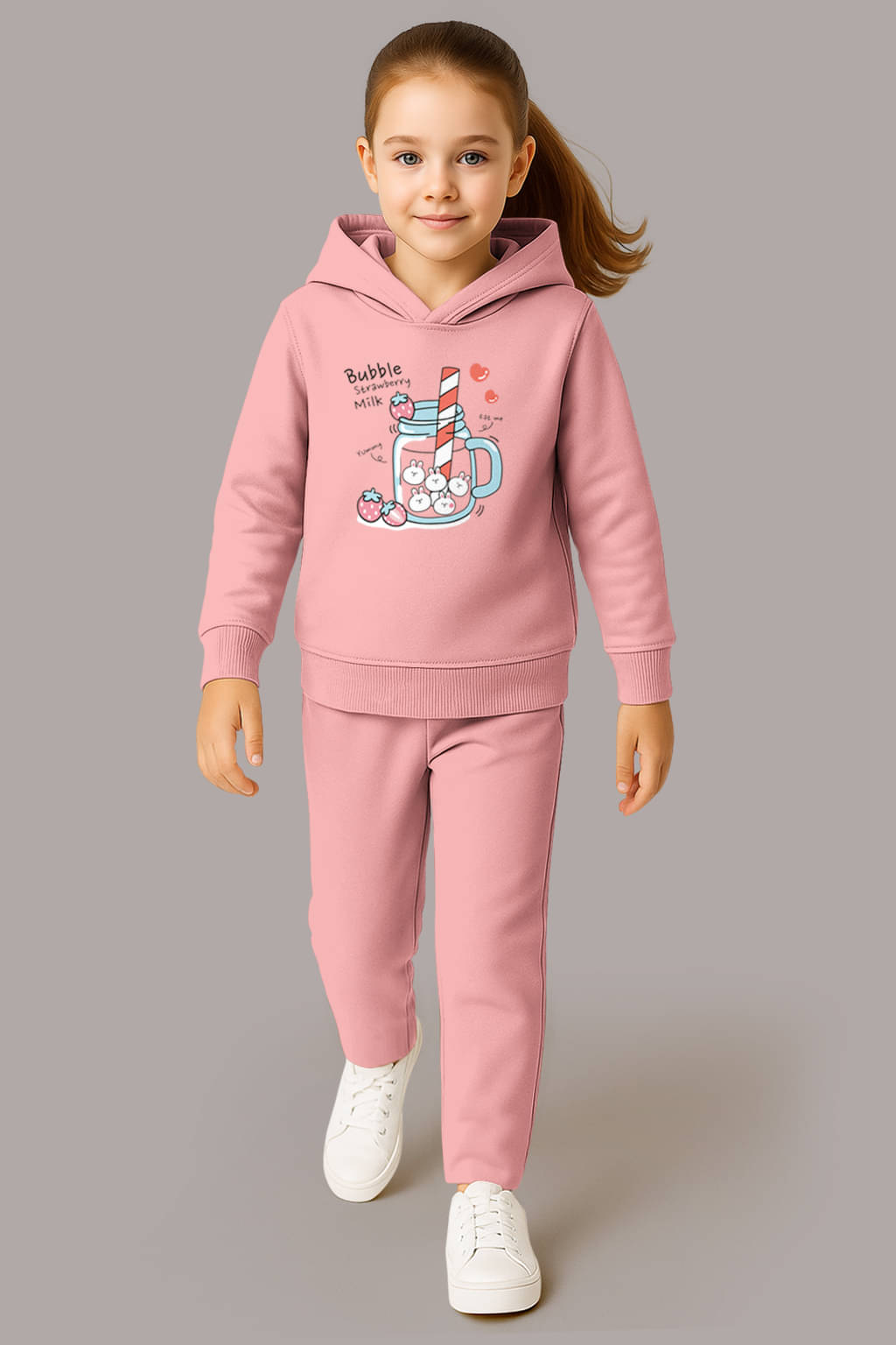     			HELLCAT Pack of 2 Girls Cotton Blend Sweatshirt & Joggers ( Pink )