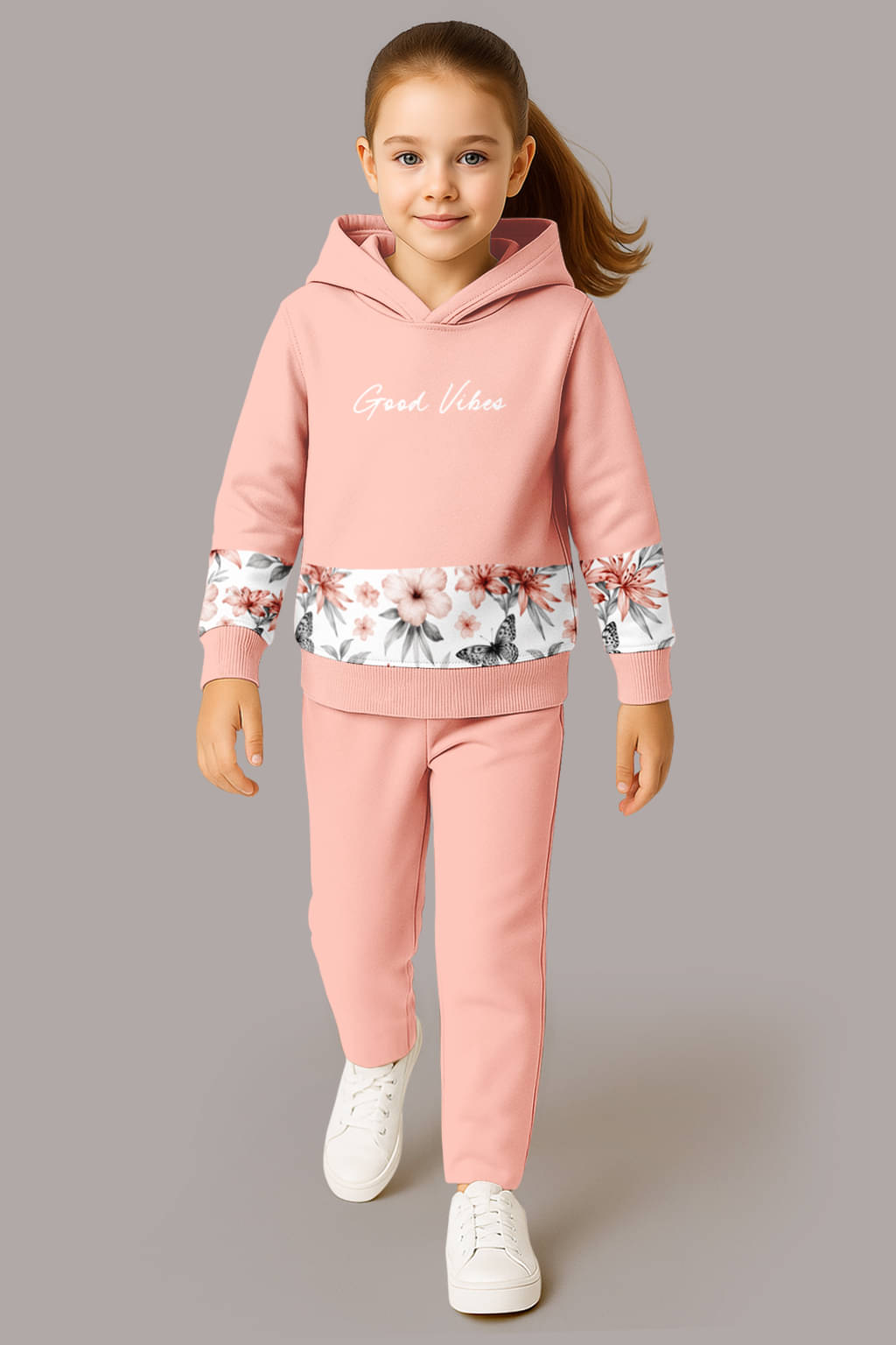     			HELLCAT Pack of 1 Girls Cotton Blend Sweatshirt & Joggers ( Peach )