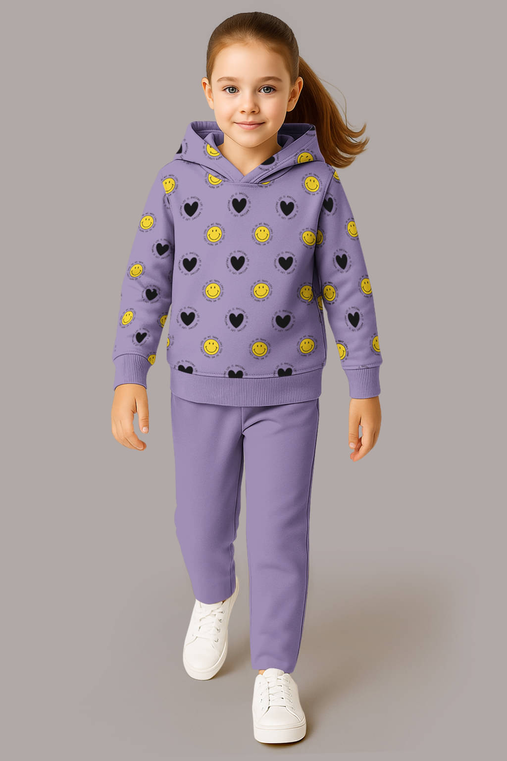     			HELLCAT Pack of 2 Girls Cotton Blend Sweatshirt & Joggers ( Lavender )
