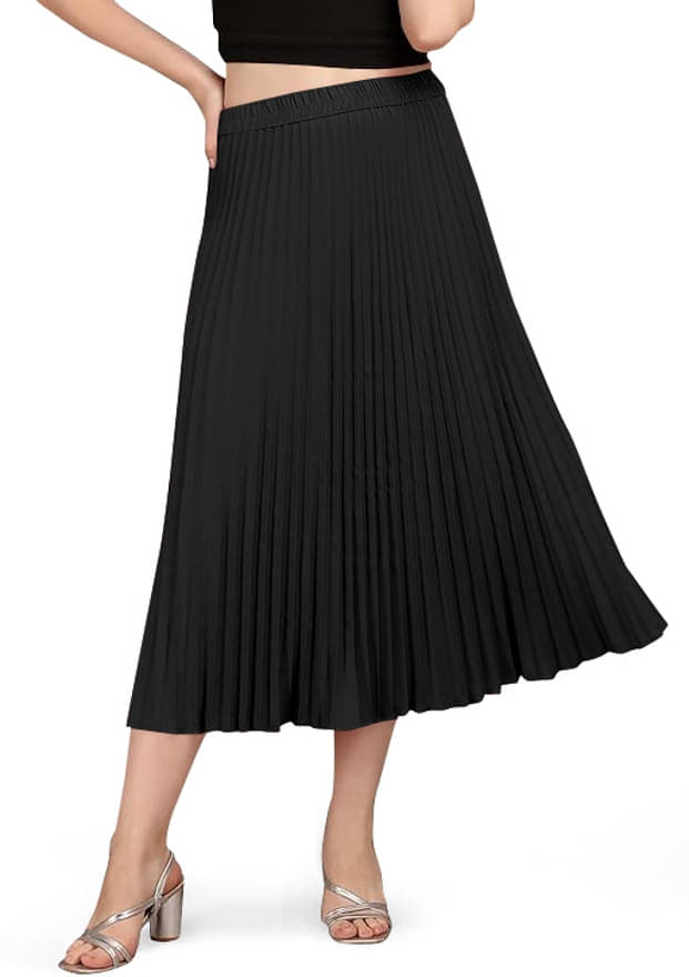 HeeFee Black Polyester Women's Flared Skirt ( Pack of 1 ) HeeFee Black Polyester Women's Flared Skirt ( Pack of 1 )