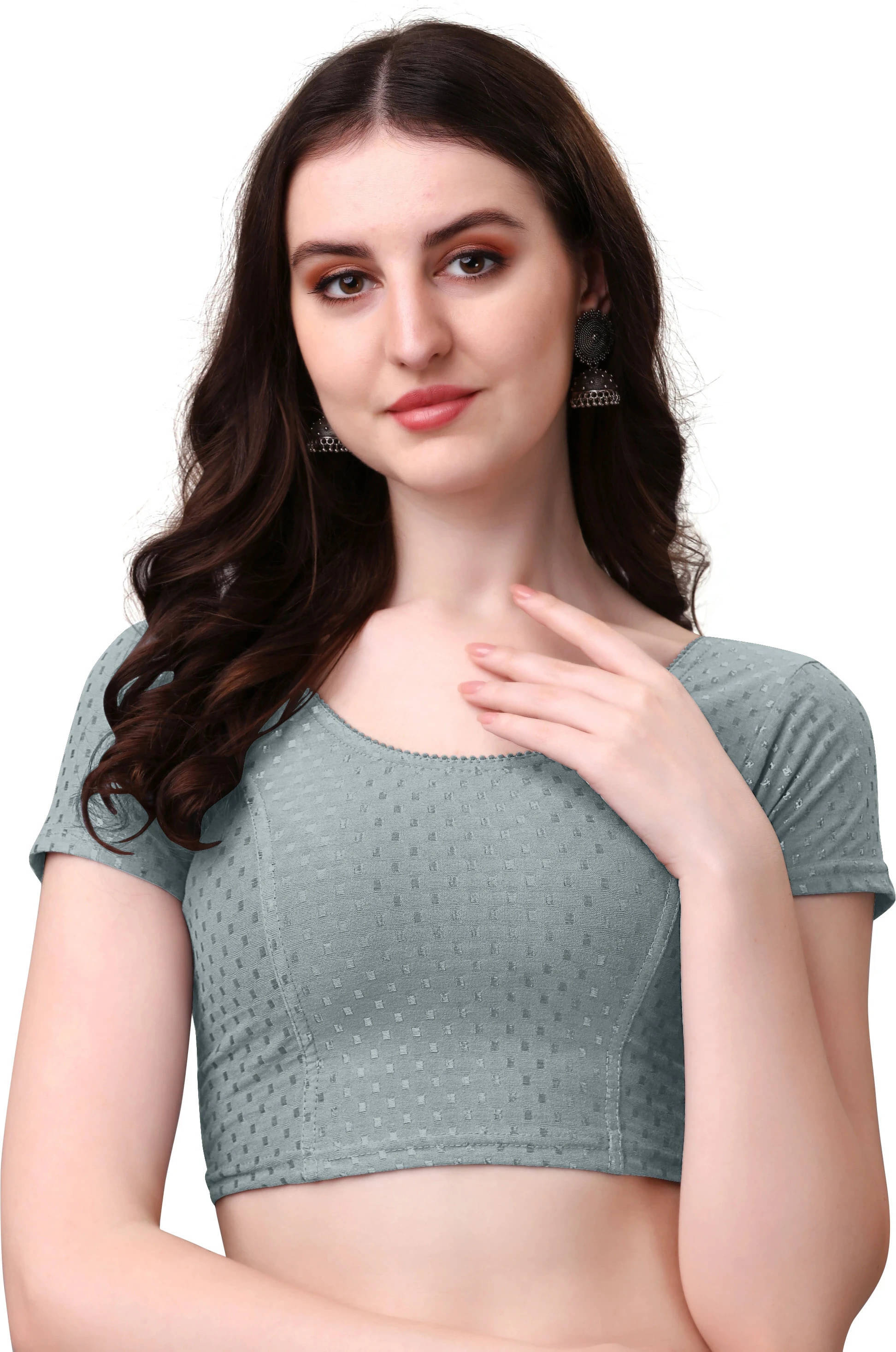     			HeeFee Grey Readymade with Pad Cotton Blend Women's Blouse ( Pack of 1 )