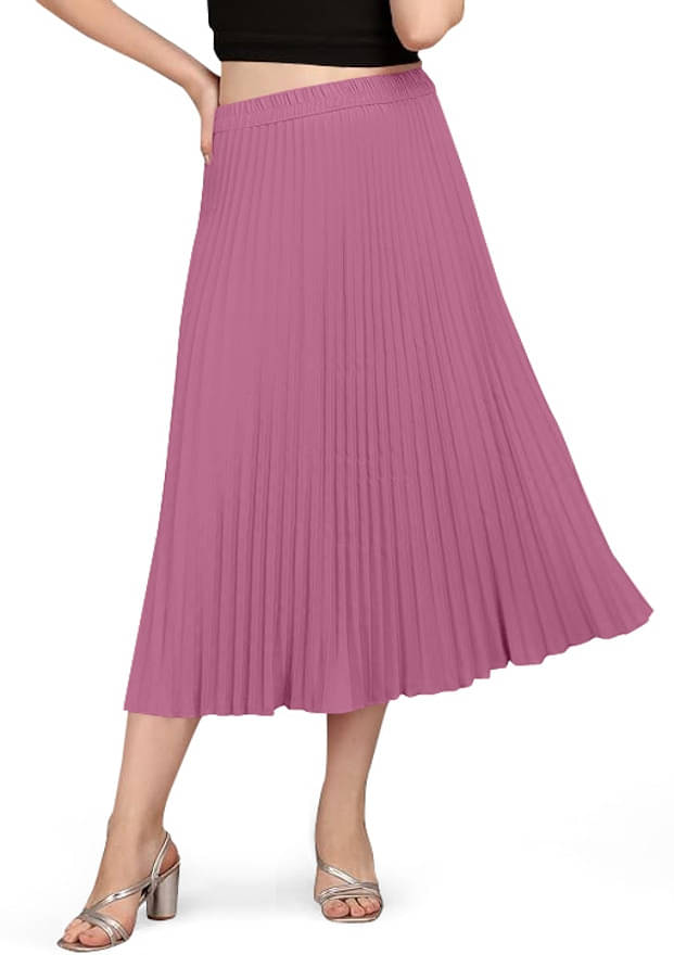 HeeFee Pink Polyester Women's Flared Skirt ( Pack of 1 )     			HeeFee Pink Polyester Women's Flared Skirt ( Pack of 1 )