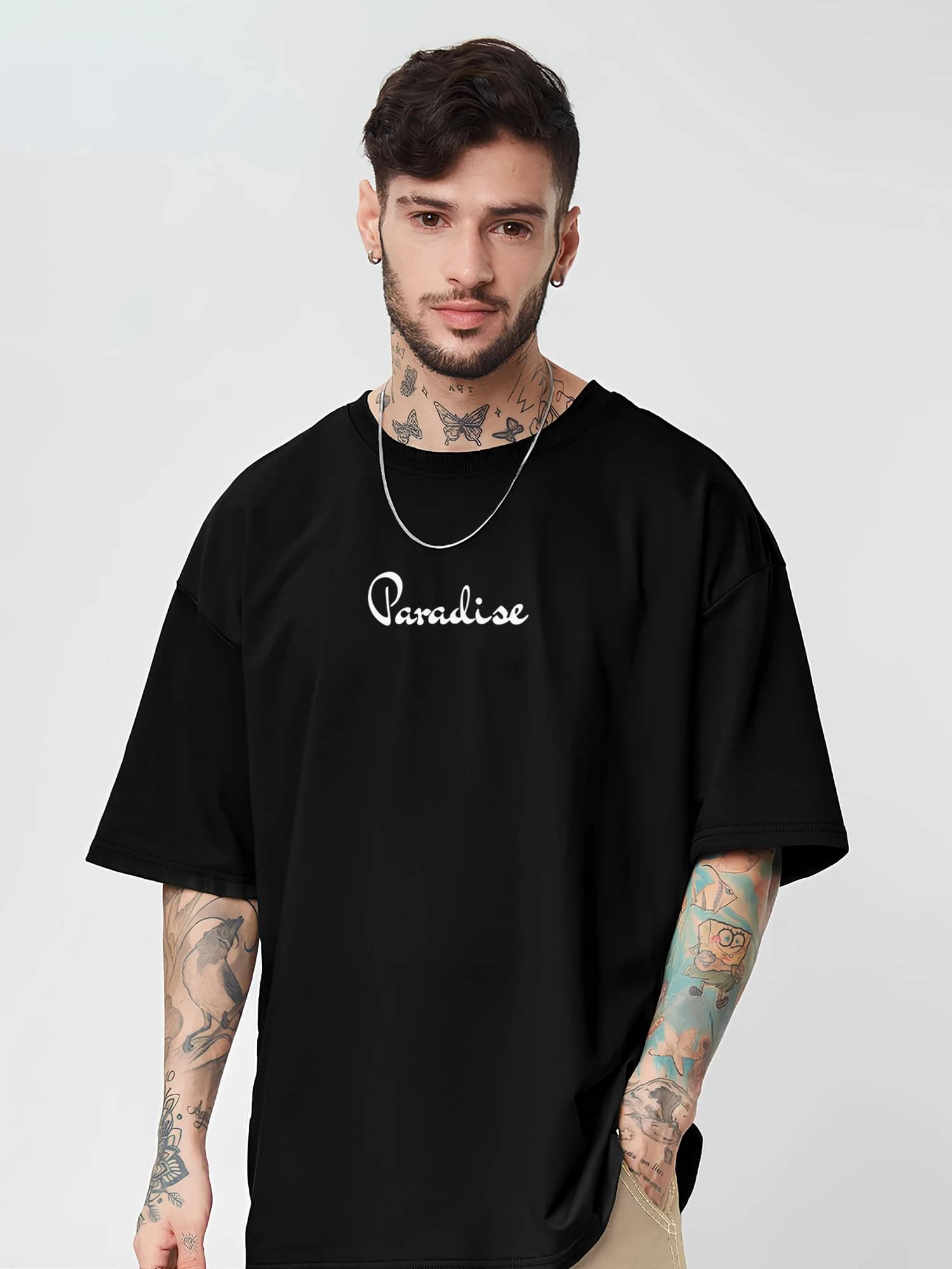     			JUMP CUTS Men Cotton Blend Oversized Fit Printed T-Shirt ( Black )