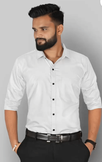     			Khodal fashion Cotton Blend Regular Fit Solids Full Sleeves Men's Casual Shirt - White ( Pack of 1 )