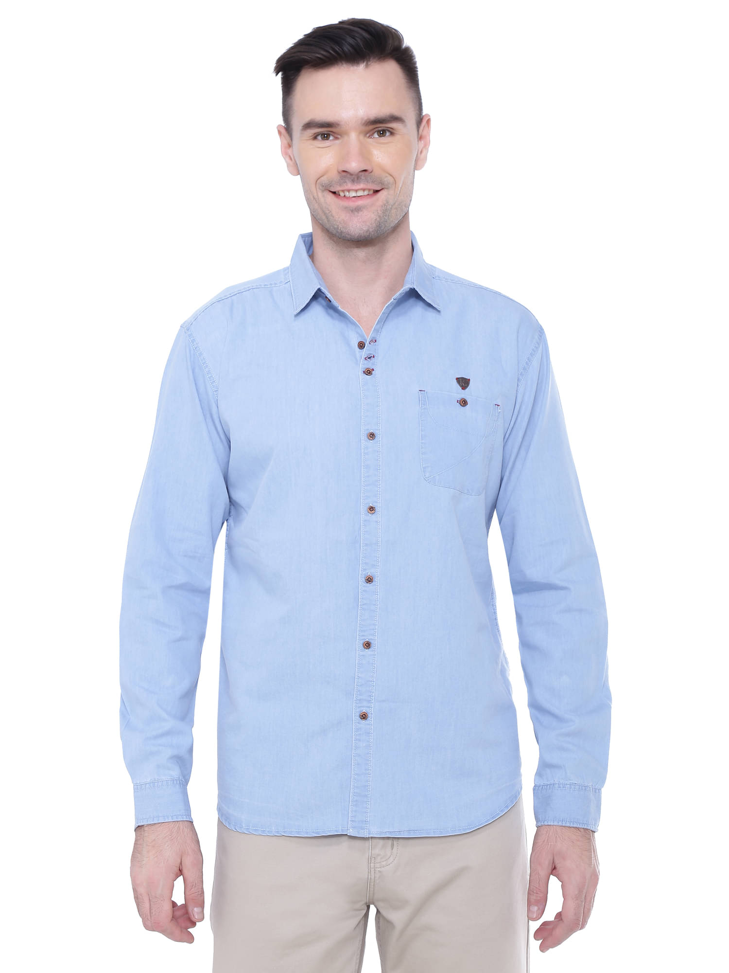 Kuons Avenue Denim Regular Fit Solids Full Sleeves Men's Casual Shirt - Light Blue ( Pack of 1 ) Kuons Avenue Denim Regular Fit Solids Full Sleeves Men's Casual Shirt - Light Blue ( Pack of 1 )