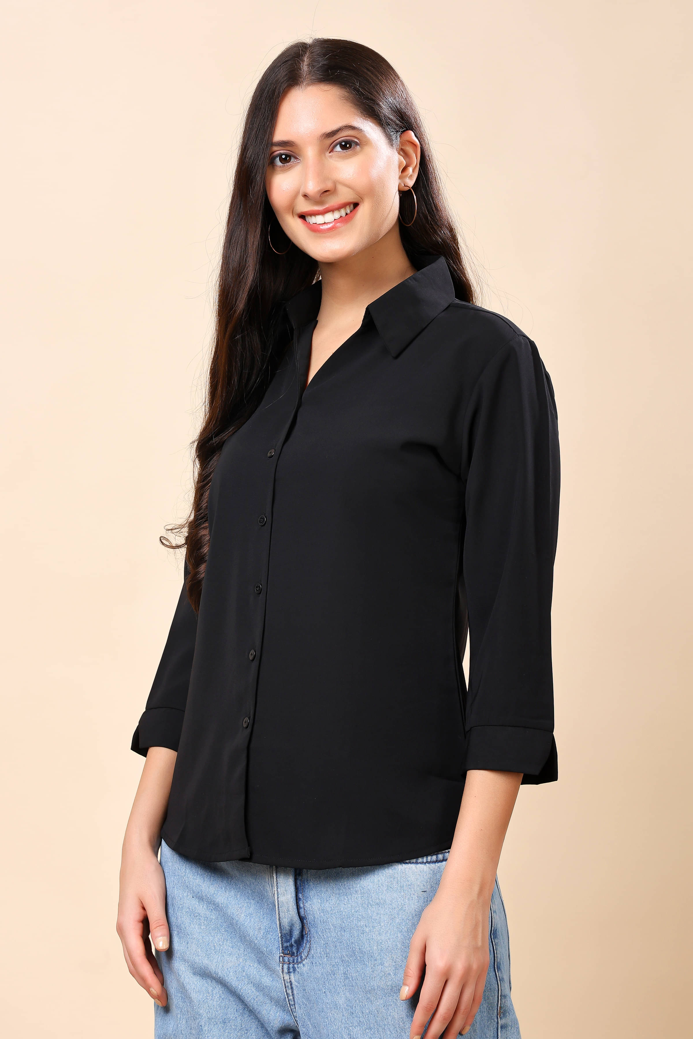 LAIBAA Women's Crepe Regular Top ( Black ) LAIBAA Women's Crepe Regular Top ( Black )